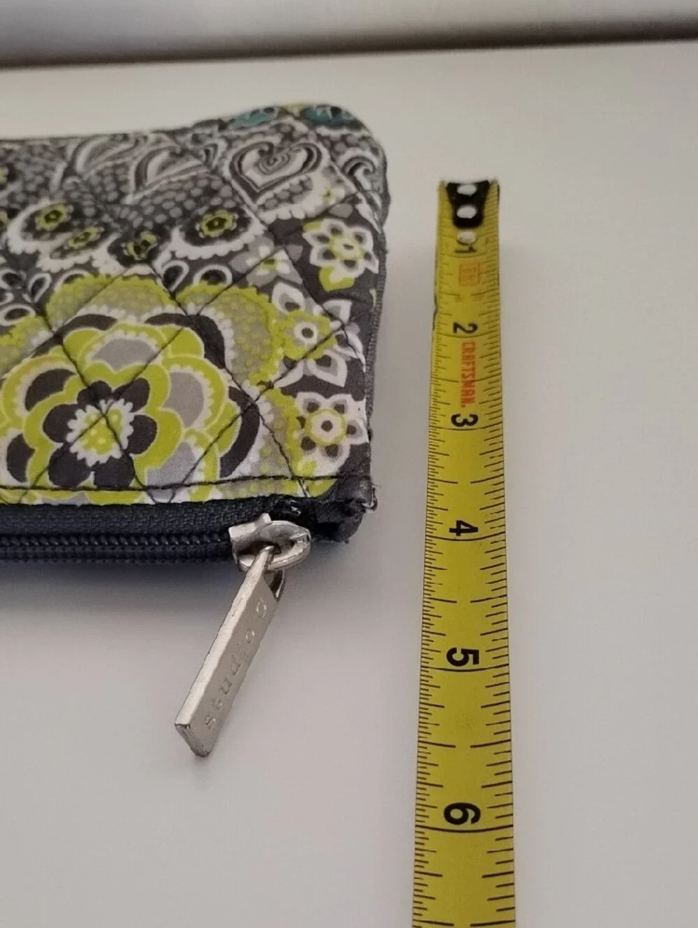 Studio C Floral Quilted Zip Pouch - Gray, Teal & Lime